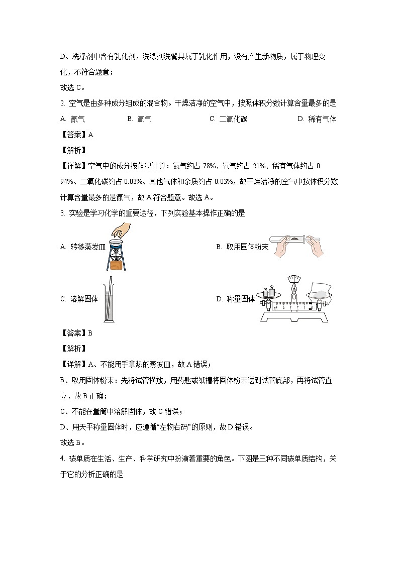吉林省长春市绿园区2024年中考二模化学试卷(解析版)第2页