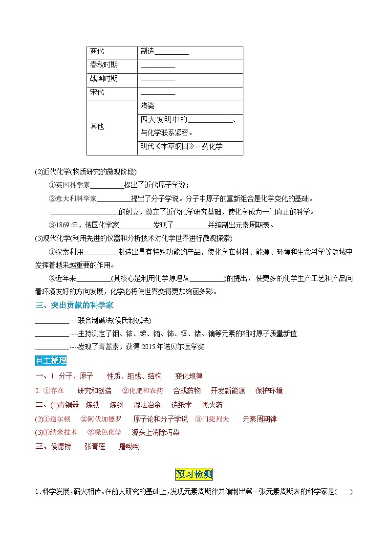 （人教版）2024年初中化学同步讲义第0单元 绪言 化学使世界变得更加绚丽多彩（教师版）第2页