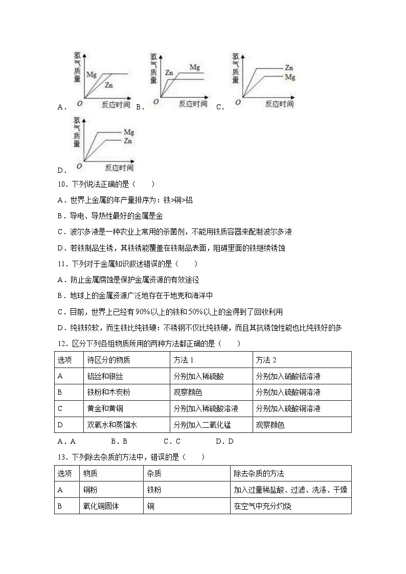 黑龙江省哈尔滨市2024-2025学年九年级上册化学开学检测试题（附答案）第3页