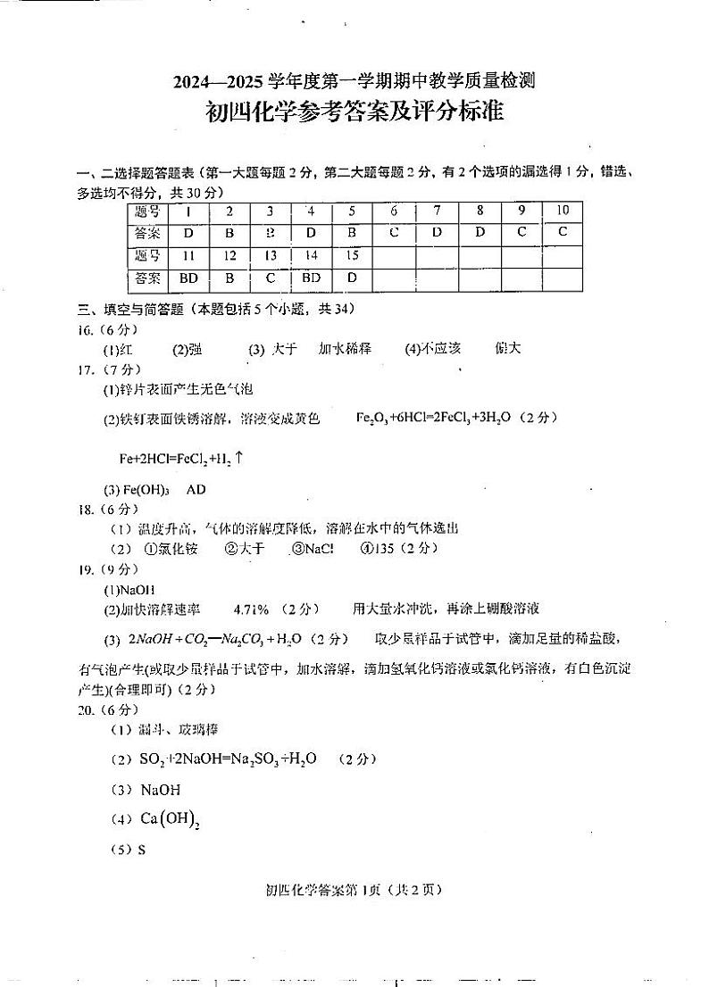 初四化学第1页