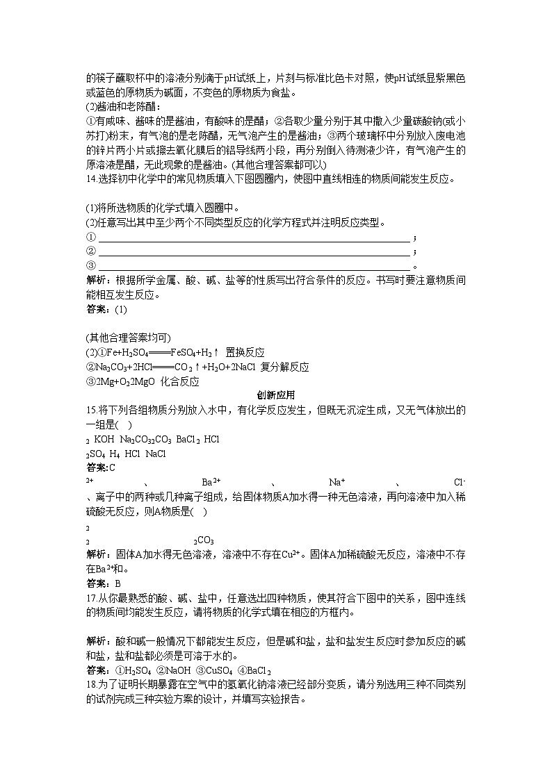 2022年中考化学总复习单元复习第十一单元盐和化肥优化训练附教师版解析第3页