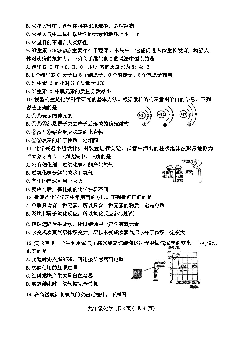 河南省南阳市邓州市2024--2025学年九年级上学期期中质量评估化学试卷第2页