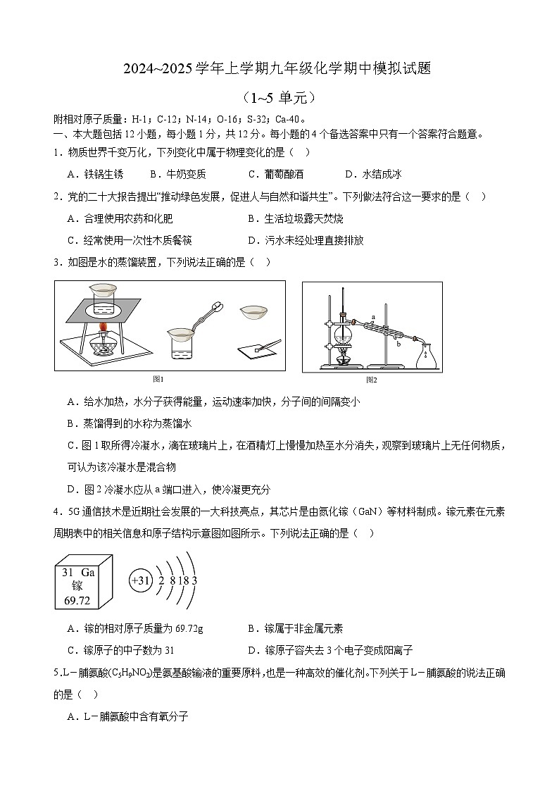 安徽省合肥市海顿学校2024~2025学年九年级上学期化学期中模拟试题01