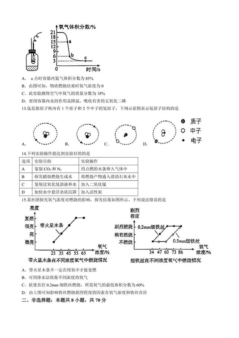 福建省漳州市第三中学初中部2024～2025学年九年级上学期期中考试化学试卷(含答案)第3页