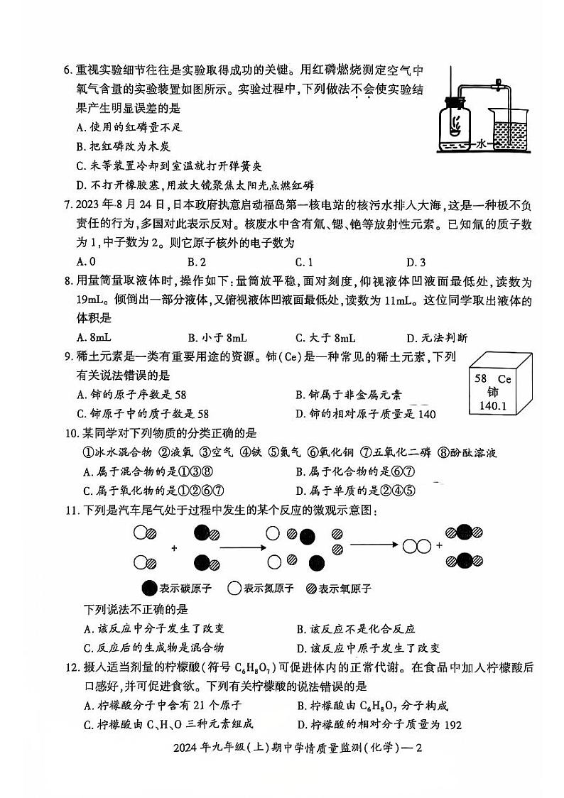 湖南省邵阳市邵东市2024-2025学年九年级上学期11月期中化学试题第2页