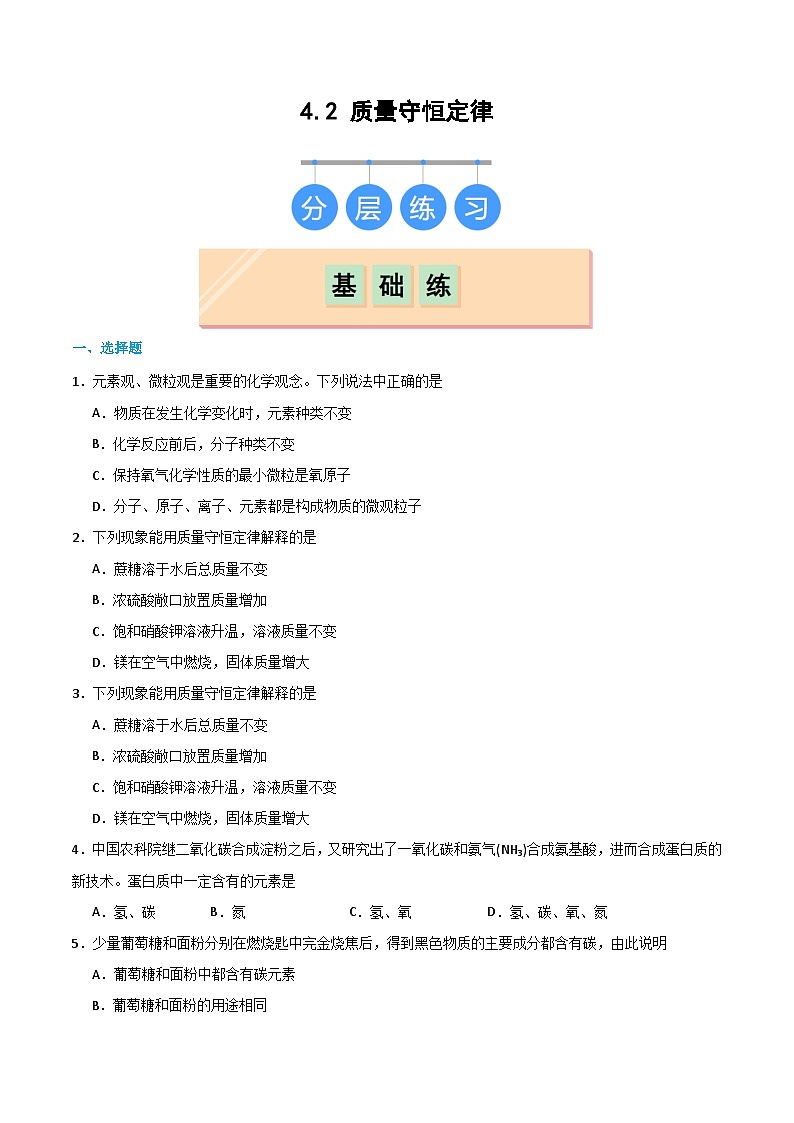 4.2 质量守恒定律（练习）第1页