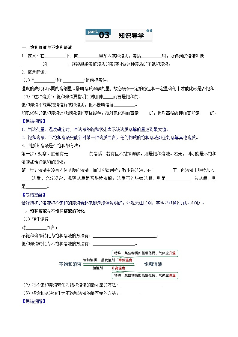 9.2 溶解度（第1课时）-知识点梳理+练习第2页