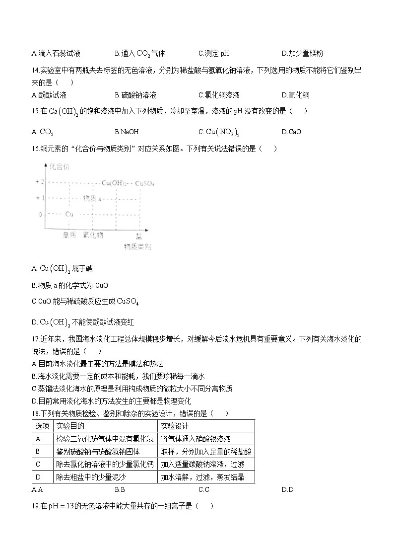 山东省淄博市周村区2024-2025学年九年级上学期中考试化学试题(无答案)第3页