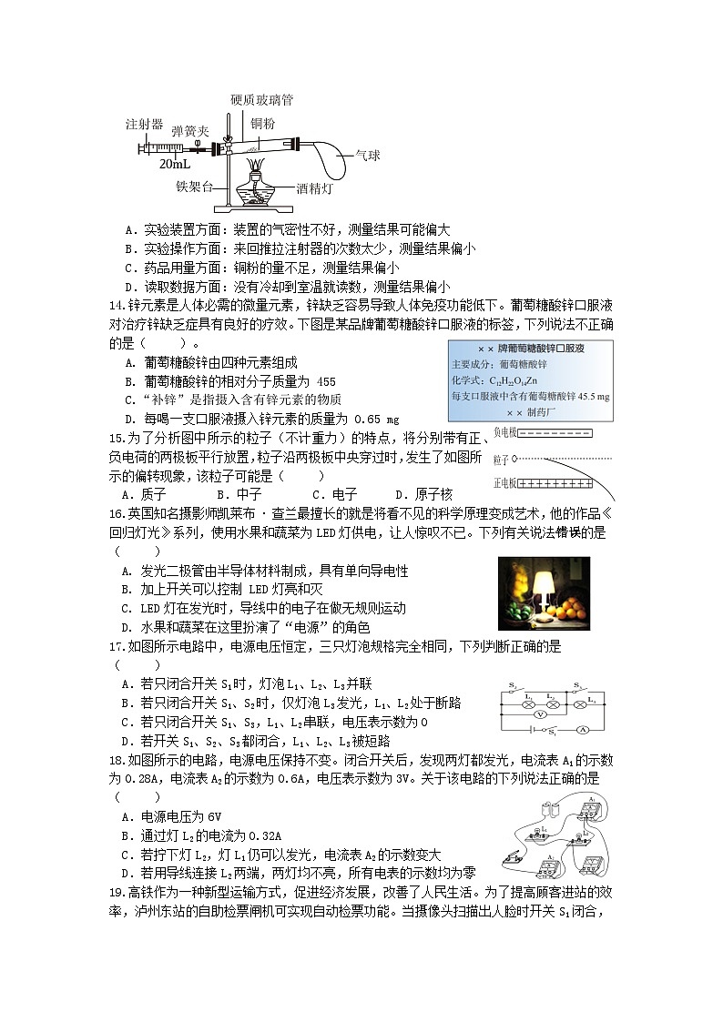 四川省泸州市泸县二外梁才学校2024-2025学年九年级上学期11月期中化学试题03