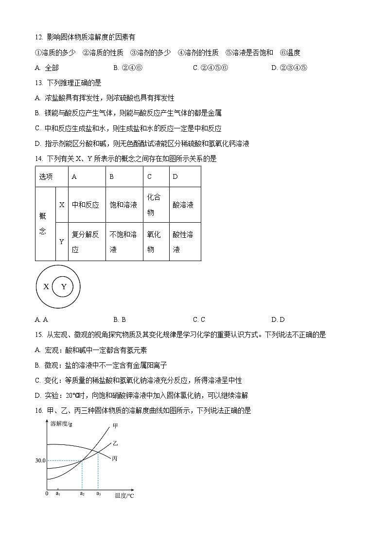 解析：山东省泰安市肥城市2024-2025学年九年级上学期11月期中考试化学试题（原卷版）第3页
