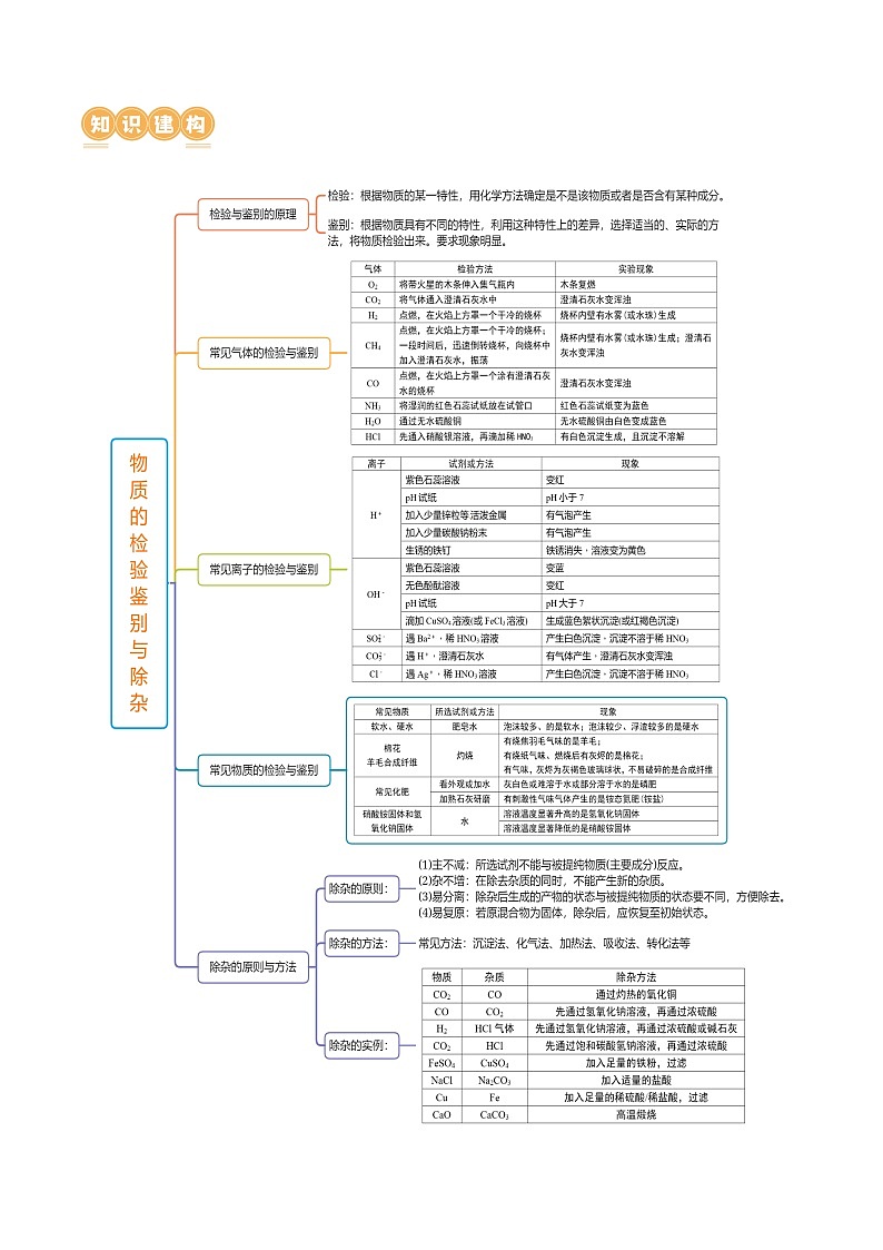 2025年中考化学一轮复习精讲专题15 物质的检验、鉴别与除杂（原卷版）第3页