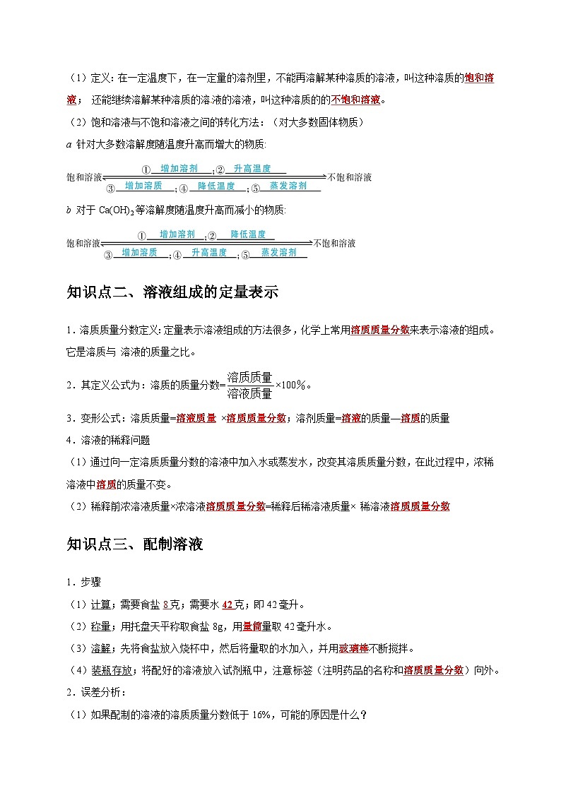 2025年中考化学一轮复习考点过关练习专题10 溶液（解析版）第2页