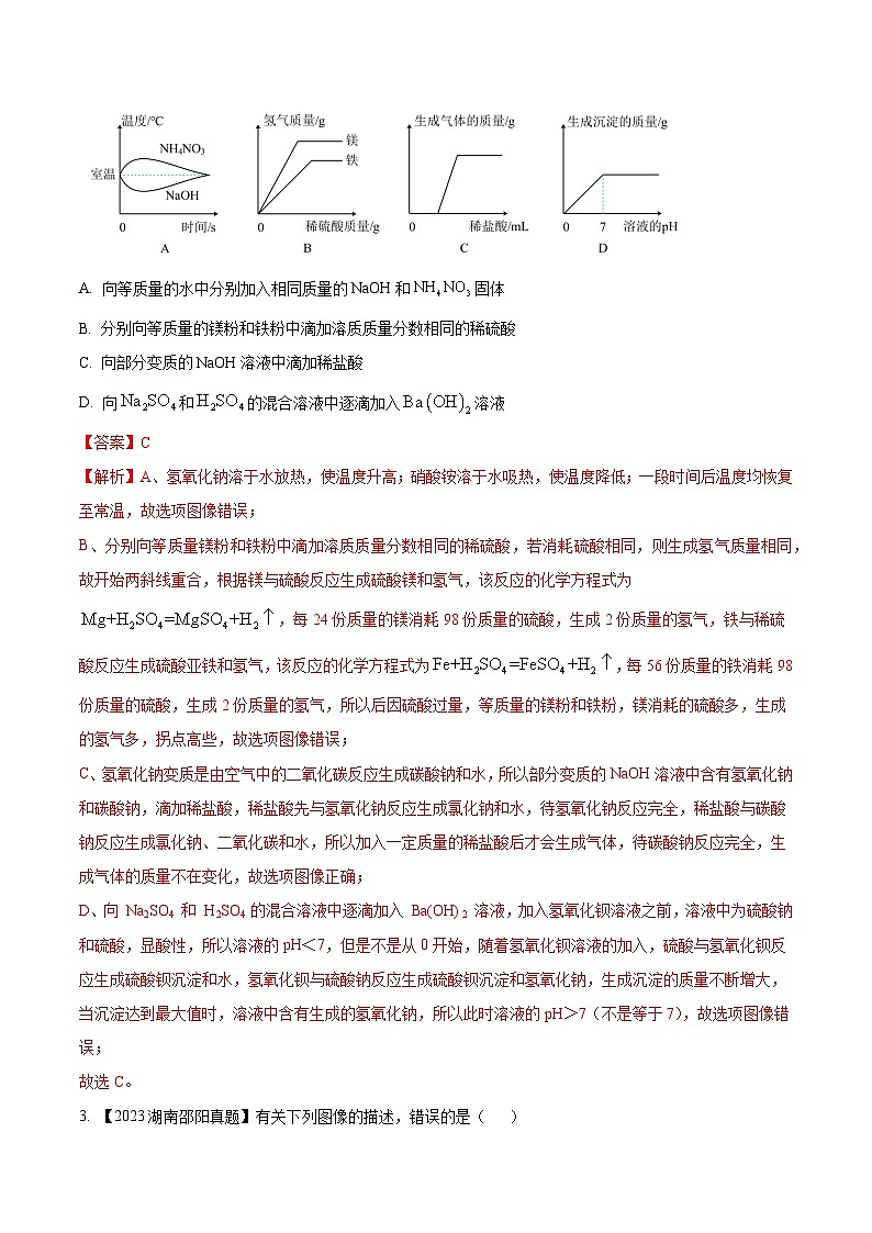 2025年中考化学真题分项汇编专题19 坐标图像题（解析版）第2页