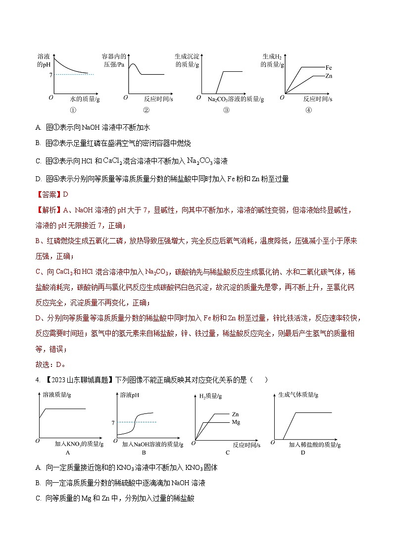 2025年中考化学真题分项汇编专题19 坐标图像题（解析版）第3页