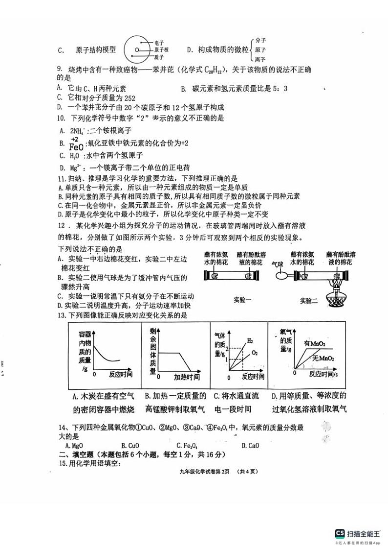 河南省南阳市社旗县2024～2025学年九年级(上)期中化学试卷(含答案)第2页