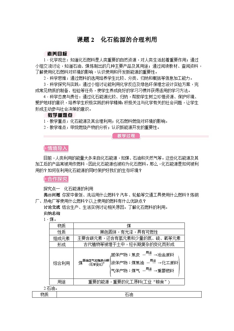 课题2 化石能源的合理利用第1页