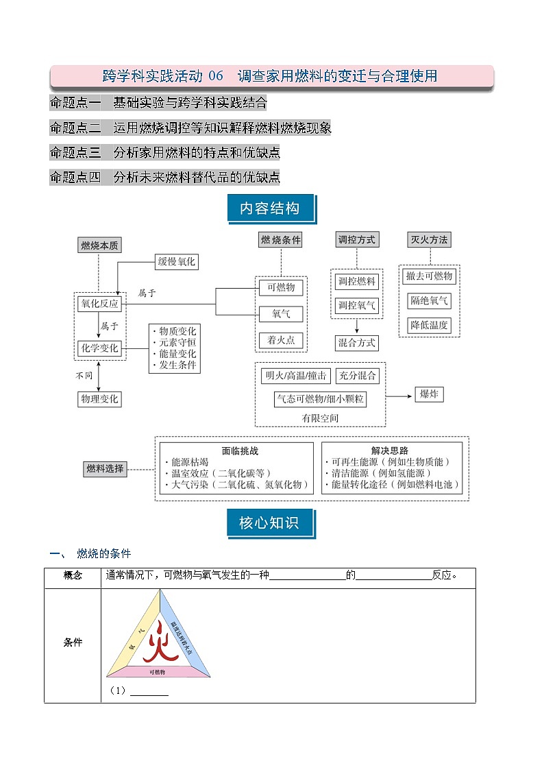 跨学科实践活动06 调查家用燃料的变迁与合理使用（原卷版）第1页