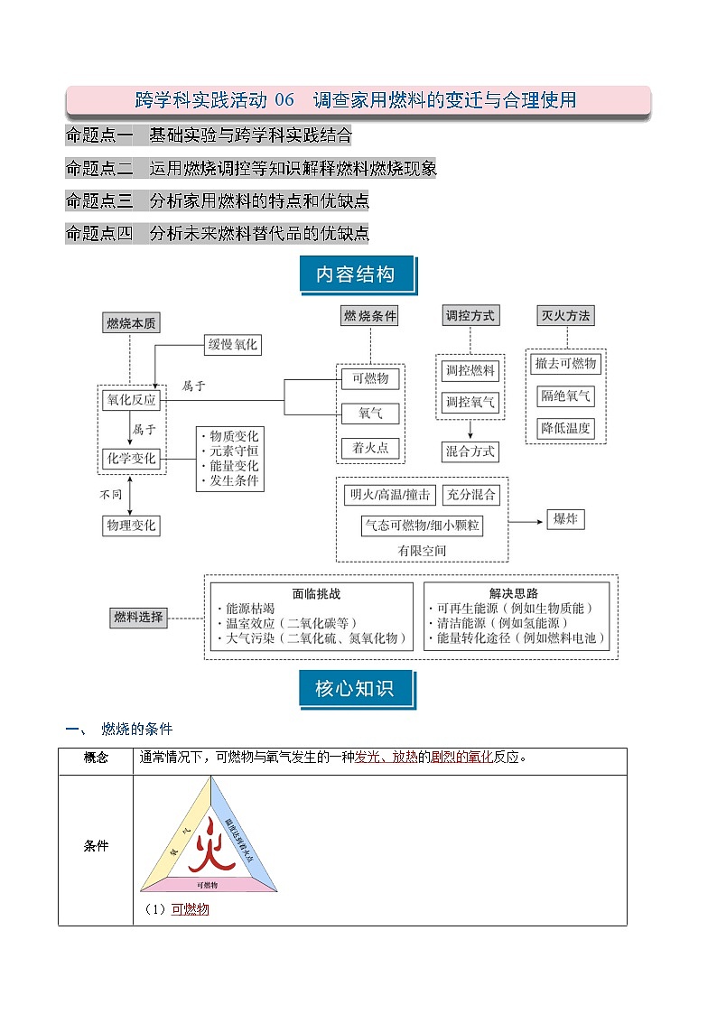 跨学科实践活动06 调查家用燃料的变迁与合理使用（解析版）第1页