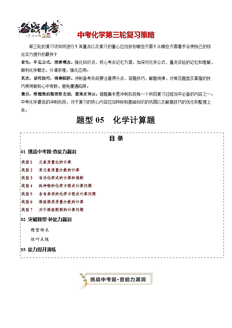 题型05 化学计算题（解析版）第1页
