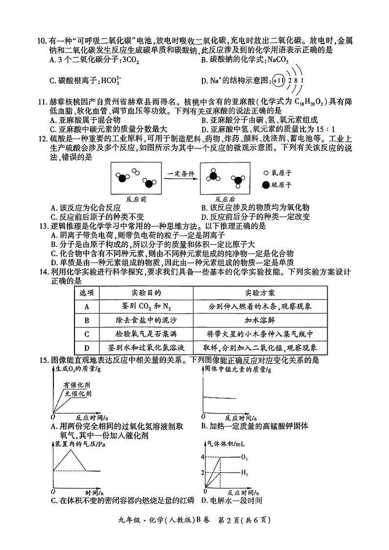 九年级化学(人教版)试卷第2页