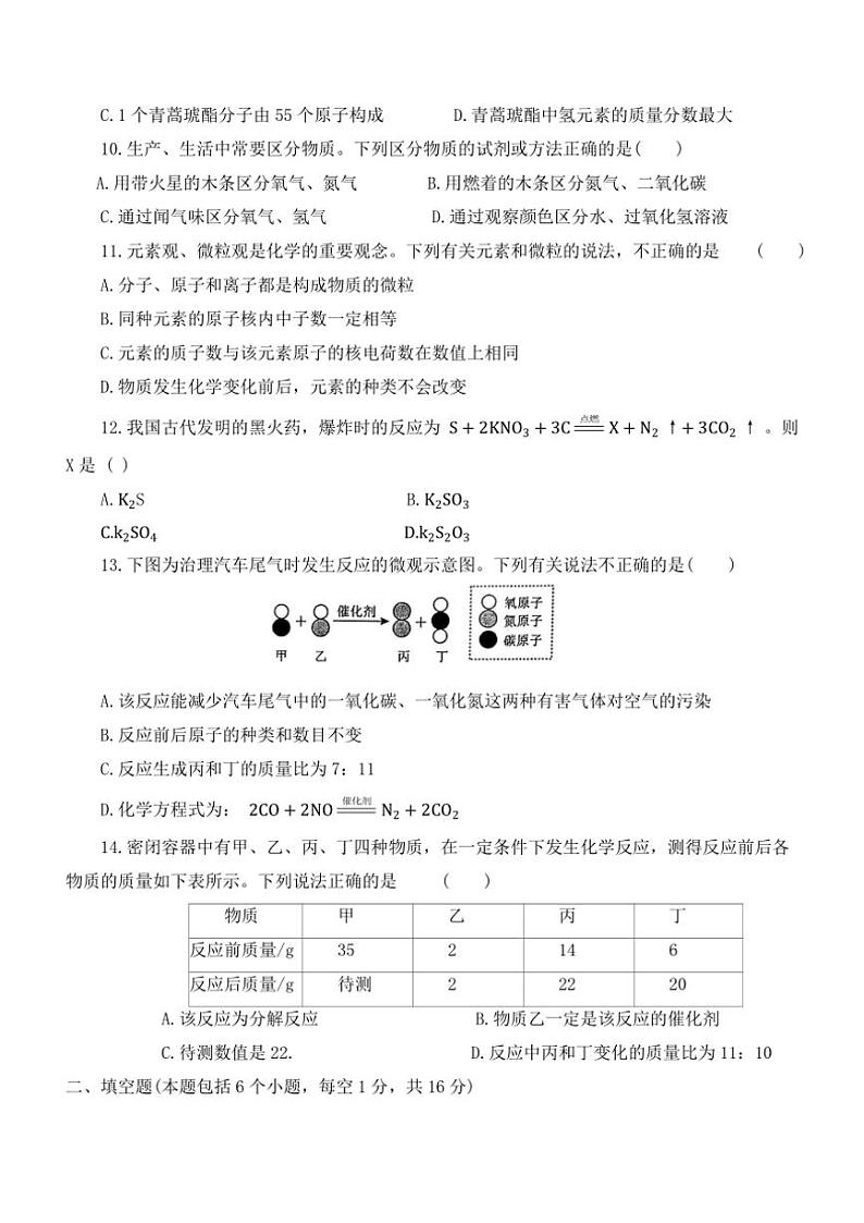 河南省信阳市淮滨县2024～2025学年九年级(上)期中化学试卷(含答案)第2页