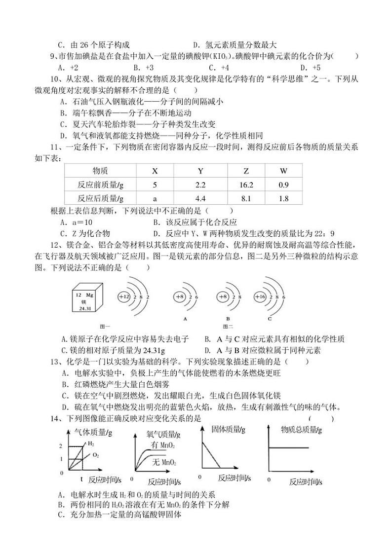 河南省南阳市淅川县2024～2025学年九年级(上)期中阶段调研化学试卷(含答案)02