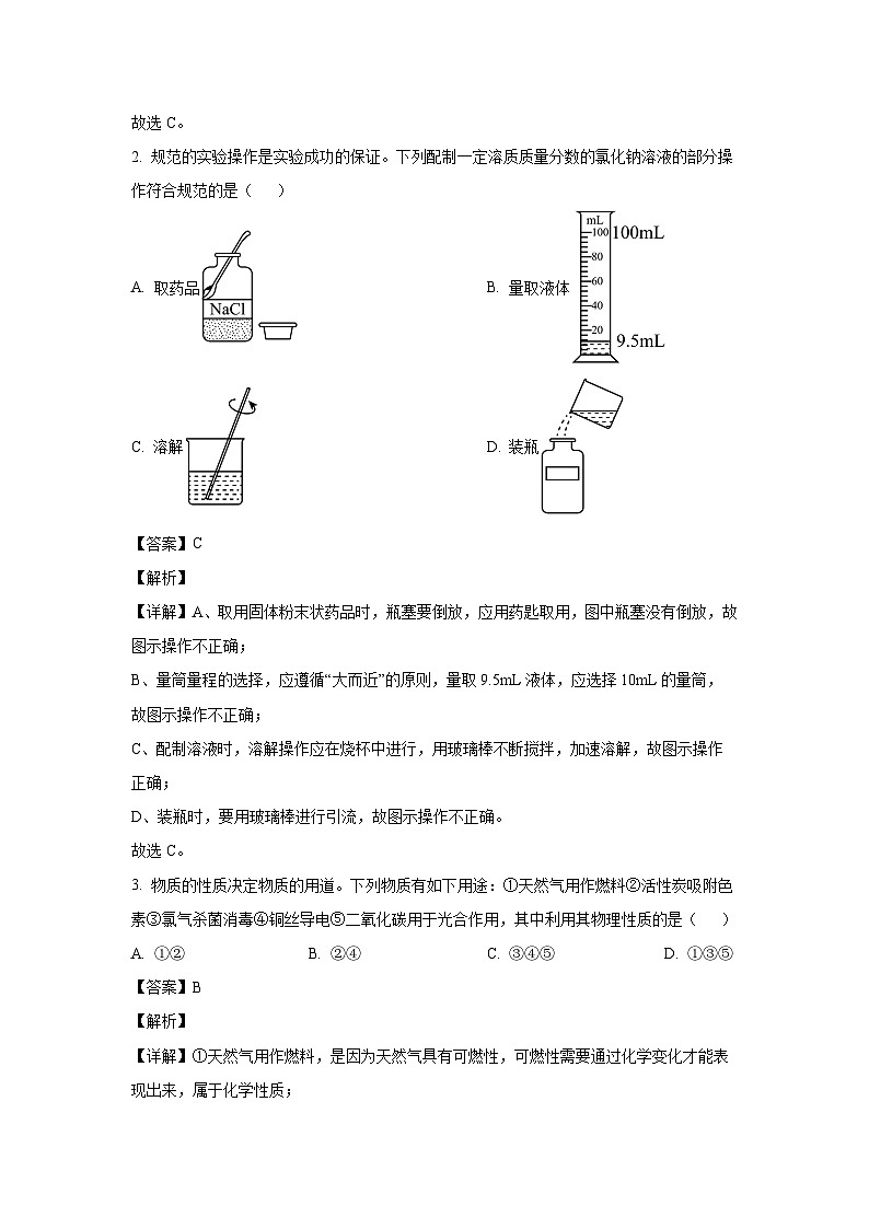 2024-2025学年山东省济南市章丘区九年级(上)第一次质量检测期中化学试卷（解析版）第2页