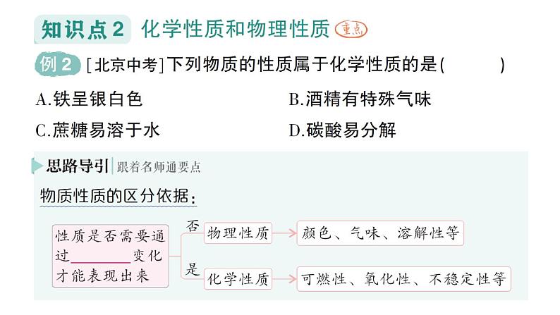 初中化学新人教版九年级上册第一单元课题1 物质的变化和性质作业课件2024秋第4页