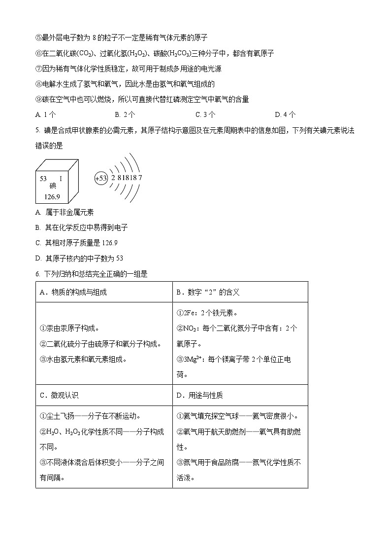 四川省资阳市安岳中学2024-2025学年九年级上学期期中化学试题第2页