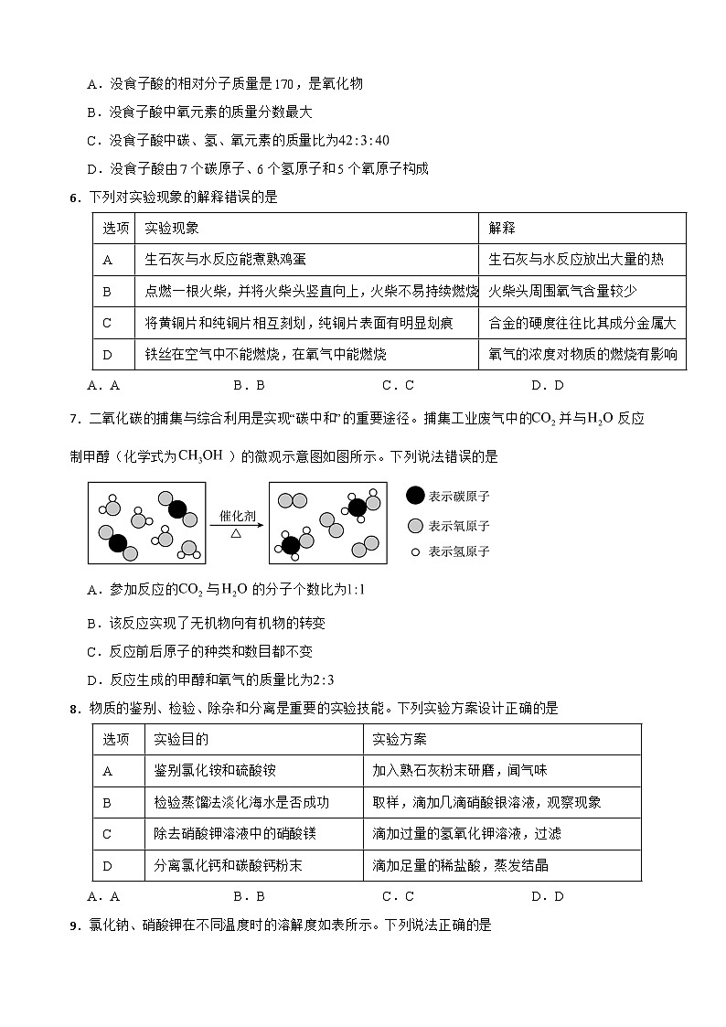 2024年江苏省宿迁市中考化学真题【附真题答案】第2页