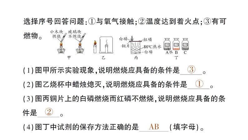 初中化学新科粤版九年级上册3.3 燃烧条件与灭火原理作业课件2024秋03