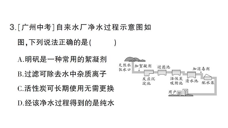 初中化学新科粤版九年级上册3.5 跨学科实践活动：水的净化与自制净水器作业课件（2024秋）第4页