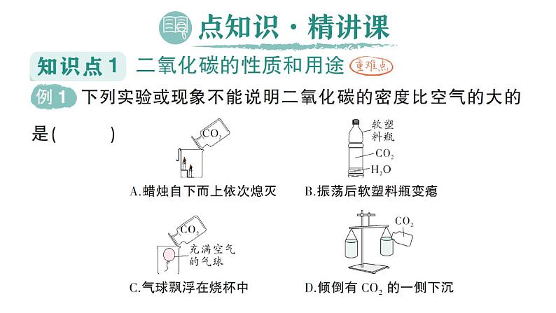 初中化学新人教版九年级上册第六单元课题2 碳的氧化物作业课件2024秋第2页