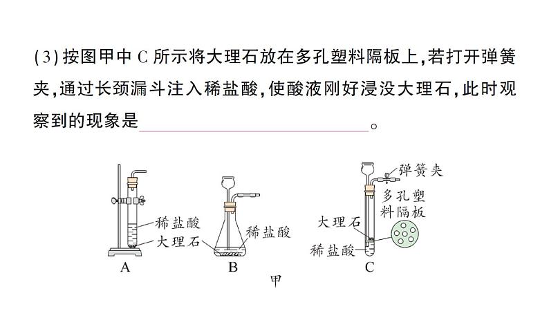 初中化学新人教版九年级上册第六单元课题3 二氧化碳的实验室制取作业课件2024秋第5页