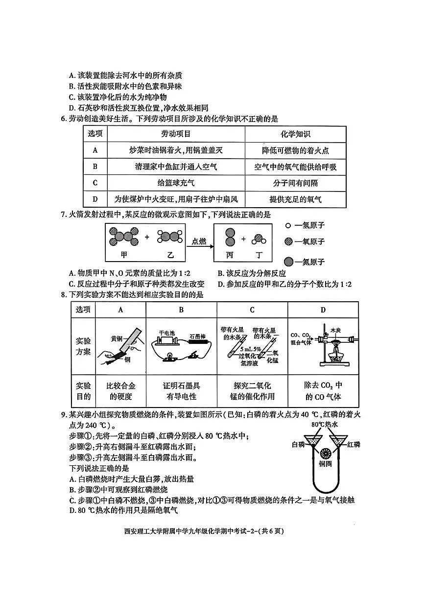 陕西省西安市西安理工大学附属中学2024-2025学年九年级上学期期中考试化学试卷第2页