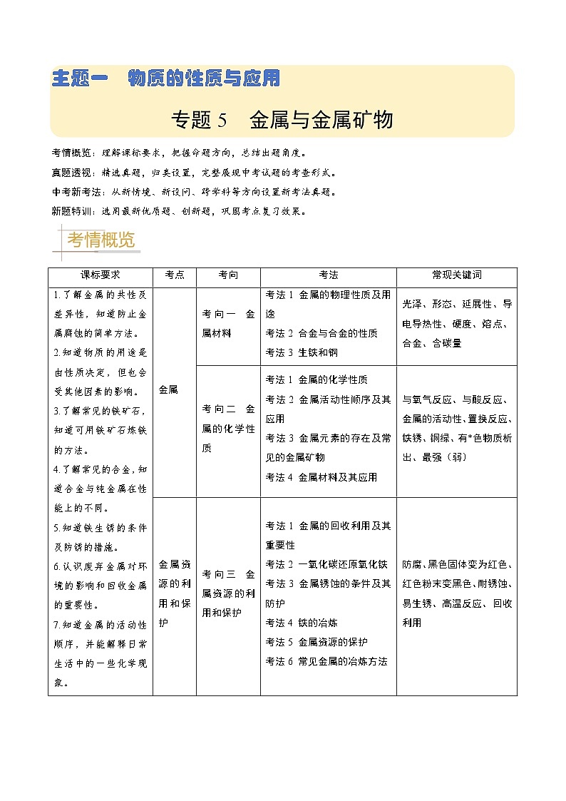 专题05  金属与金属矿物（解析版）第1页