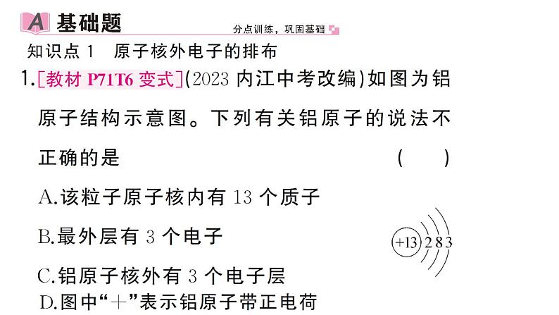 初中化学新人教版九年级上册第三单元课题2第二课时 原子核外电子的排布 离子的形成作业课件（2024秋）第2页