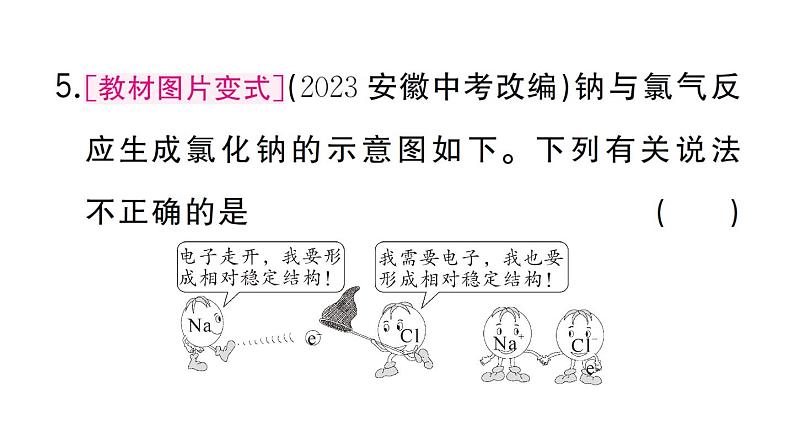 初中化学新人教版九年级上册第三单元课题2第二课时 原子核外电子的排布 离子的形成作业课件（2024秋）第7页