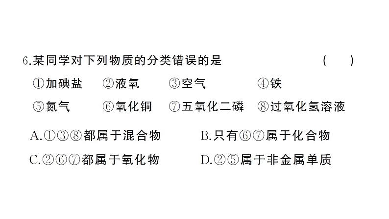 初中化学新人教版九年级上册第四单元 自然界的水综合训练作业课件（2024秋）第6页