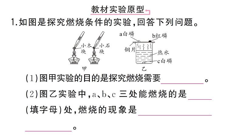 初中化学新人教版九年级上册第七单元课题1微专题 燃烧条件的实验探究作业课件（2024秋）第2页