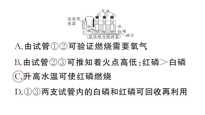 初中化学新人教版九年级上册第七单元实验活动四 燃烧条件的探究作业课件（2024秋）第6页