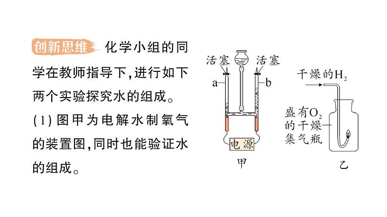 初中化学新人教版九年级上册第四单元实验活动二 水的组成及变化的探究作业课件2024秋第2页