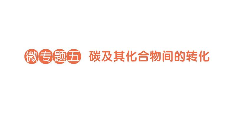 初中化学新人教版九年级上册第六单元微专题五 碳及其化合物间的转化作业课件2024秋第1页