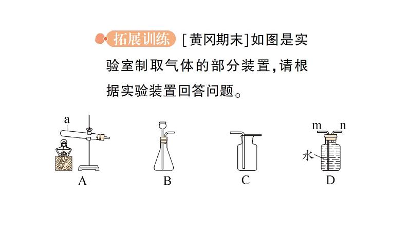 初中化学新人教版九年级上册第七单元专题三 常见气体的实验室制取作业课件2024秋第6页