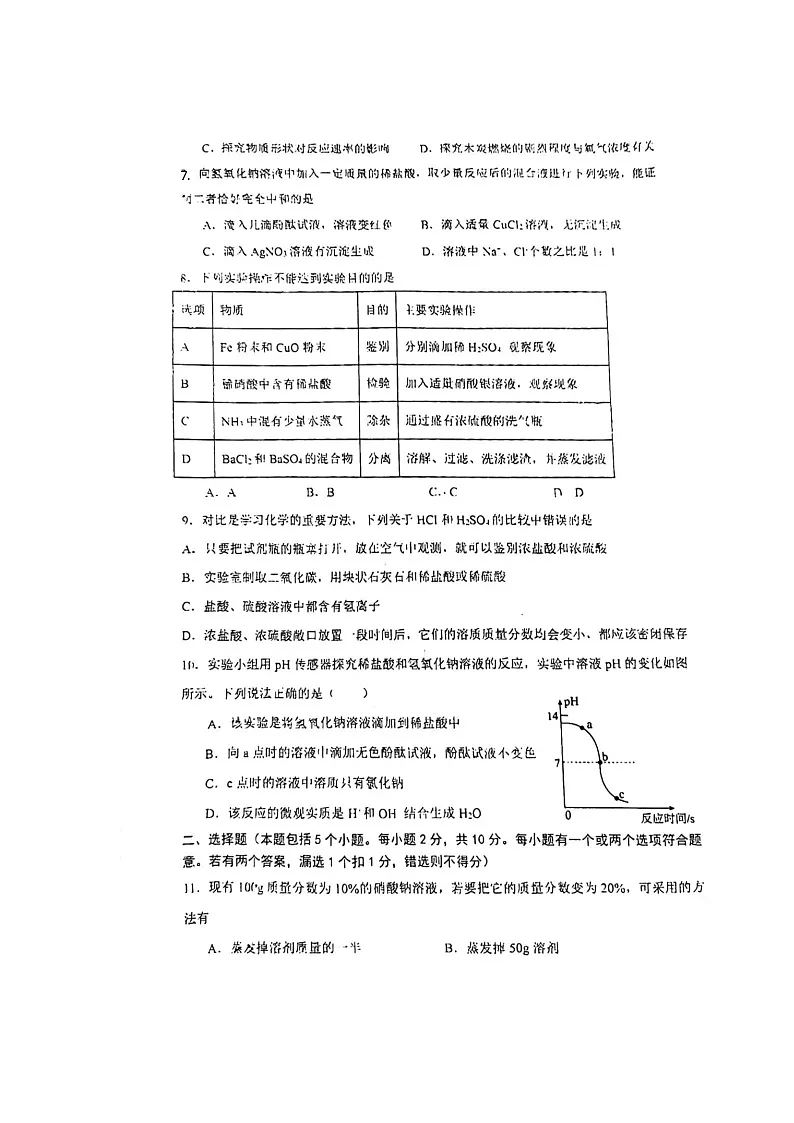 山东省烟台经济技术开发区实验中2024-2025学年九年级上学期期中考试化学试卷第2页