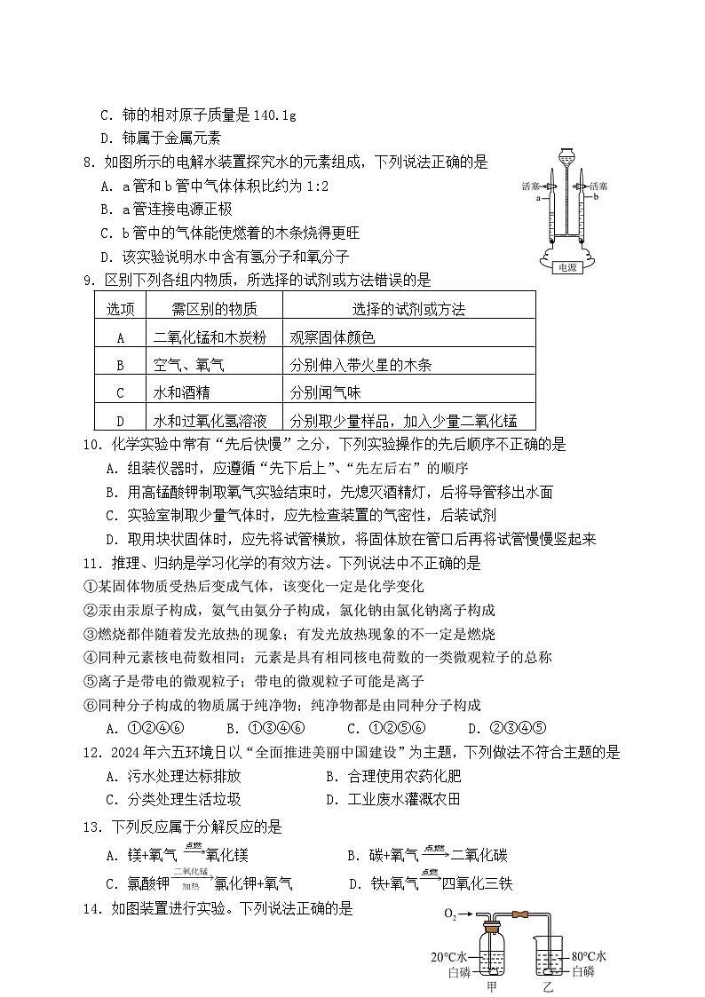 广西防城港市上思县2024-2025学年九年级上学期期中教学质量监测化学试卷第2页