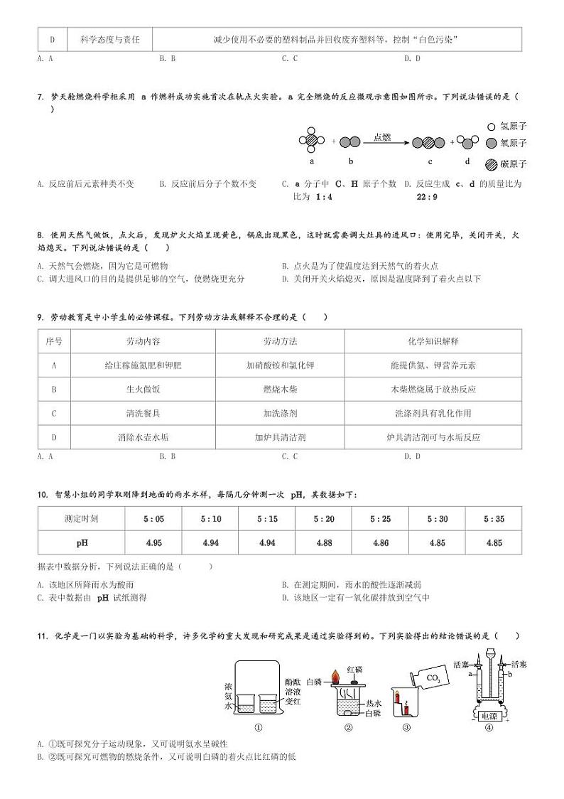2024年湖北省十堰市店子镇初级中学中考模拟化学试卷1(含解析)第2页