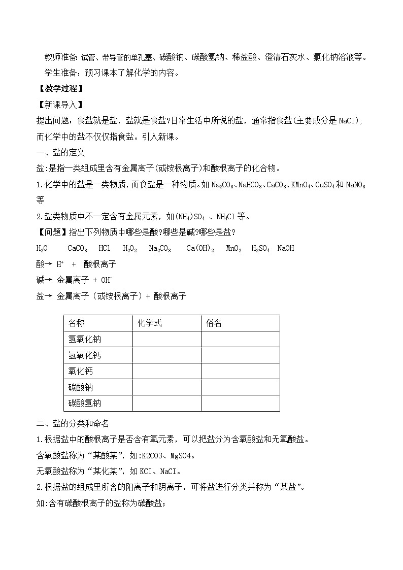 【核心素养】课题3第1课时《常见的盐》教学设计(含答案和教学反思）第2页