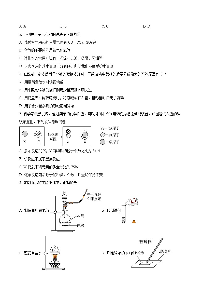 2024年青海省中考化学第一次模拟检测试卷（原卷版）-A4第2页