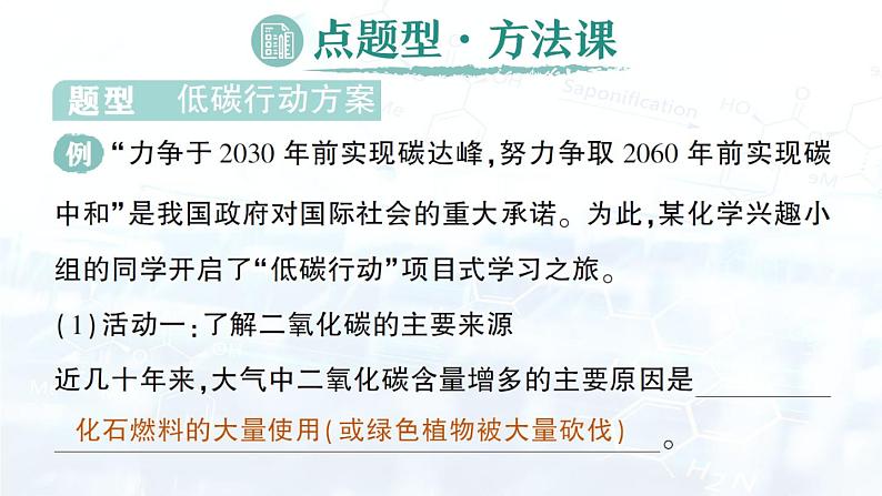 2024-2025人教版（2024）初中化学九年级上册 第六单元  跨学科实践活动5 基于碳中和理念设计低碳行动方案课件第2页